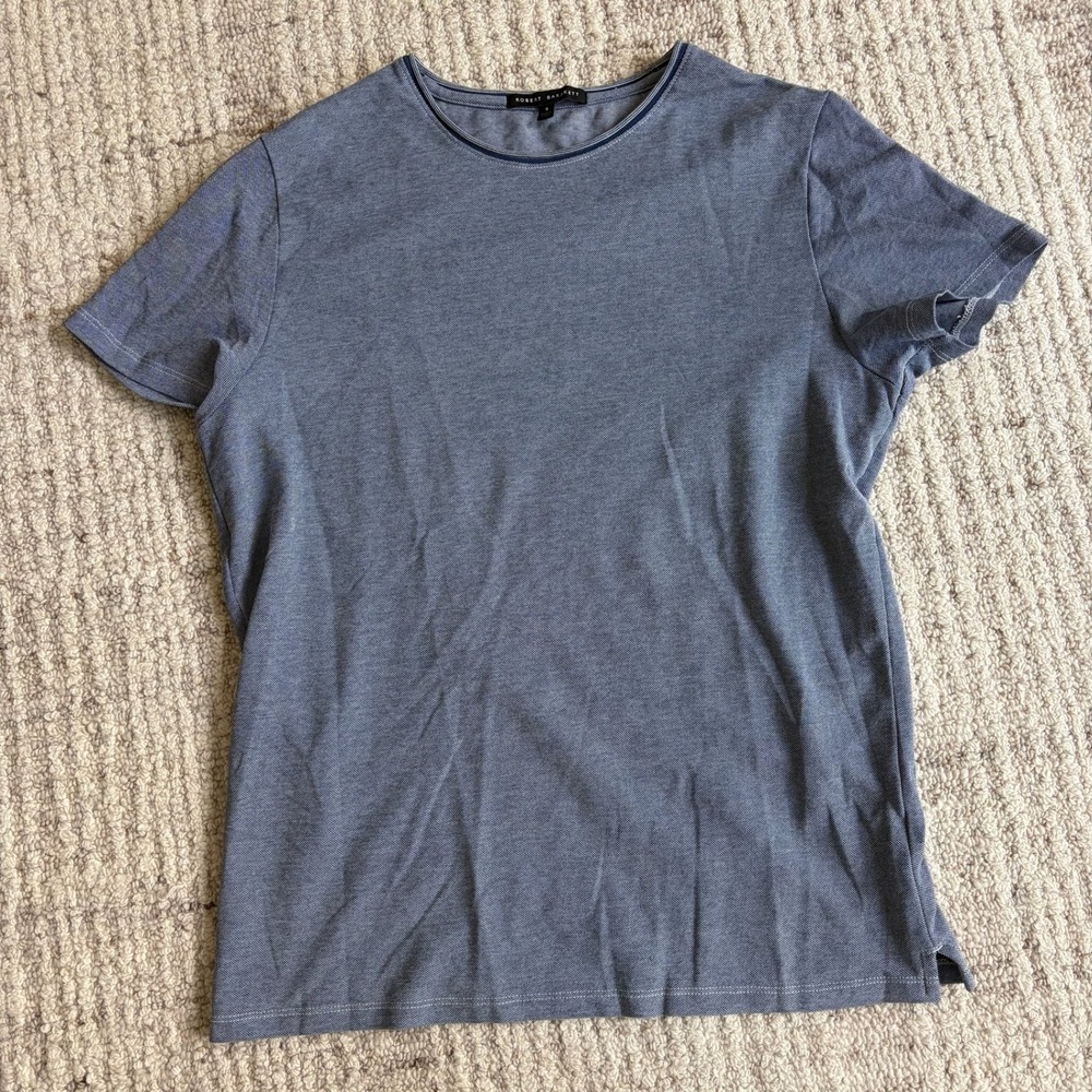 Robert Barakett Mens Blue Textured Short Sleeve Crewneck T-Shirt Size S